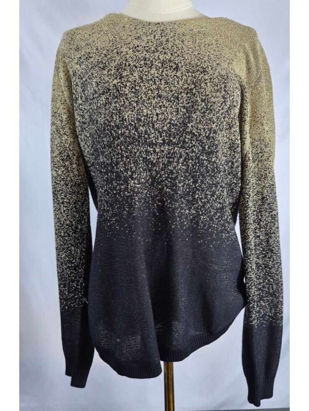 Notations 1X Gold Black Metallic Ombre Shimmer Sweater
